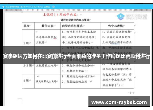 赛事组织方如何在比赛前进行全面细致的准备工作确保比赛顺利进行 赛事组织方如何在比赛前进行全面细致的准备工作确保比赛顺利进行